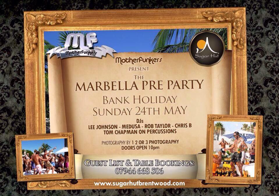 TomPercussion's tweet photo. B/H Sun @MotherFunkers @sugarhut W/ @LeeJohnson_DJ @RobertTaylorAX @djchrisb83 Club opens 9pm GlistTables 07944668506 http://t.co/5EWoRgEbad