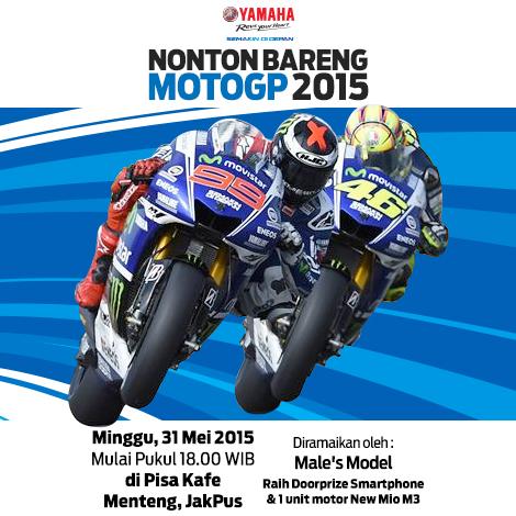 Ikuti nobar Moto GP bersama <a href="/yamahaindonesia/">Yamaha Indonesia</a> 31 Mei 2015 pukul 18.00 di Pisa Kafe, Menteng #YamahaGPmania