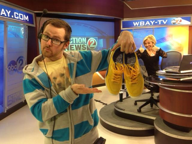 SteveBeylonWBAY's tweet photo. #DancingBrad is ready to bust an epic move with his golden shoes at the end of the news today (6:57am). Any requests? http://t.co/OV8KkJl9VA