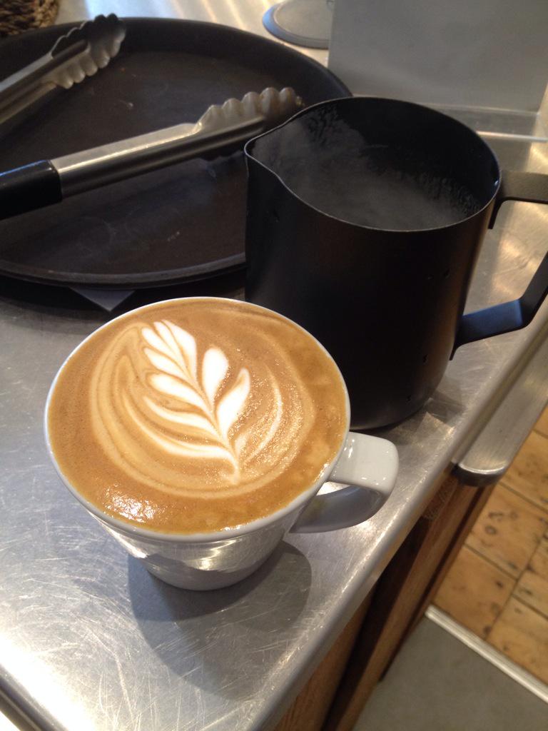 Kit2703's tweet photo. Just managed to get a 6 part tulip into a flat white cup this am :) @PaddyandScotts http://t.co/tNhwY1hnbL