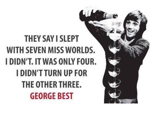 Happy birthday to George Best ... Who will no doubt be celebrating with a \"Spirt in the sky\" one of Own 