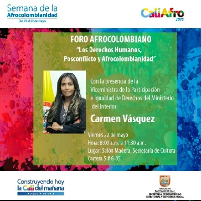 Hoy #ForoAfro con la presencia de oa Viceministra de @MinInterior Carmen Vásquez #CaliAfro #DecenioAfro