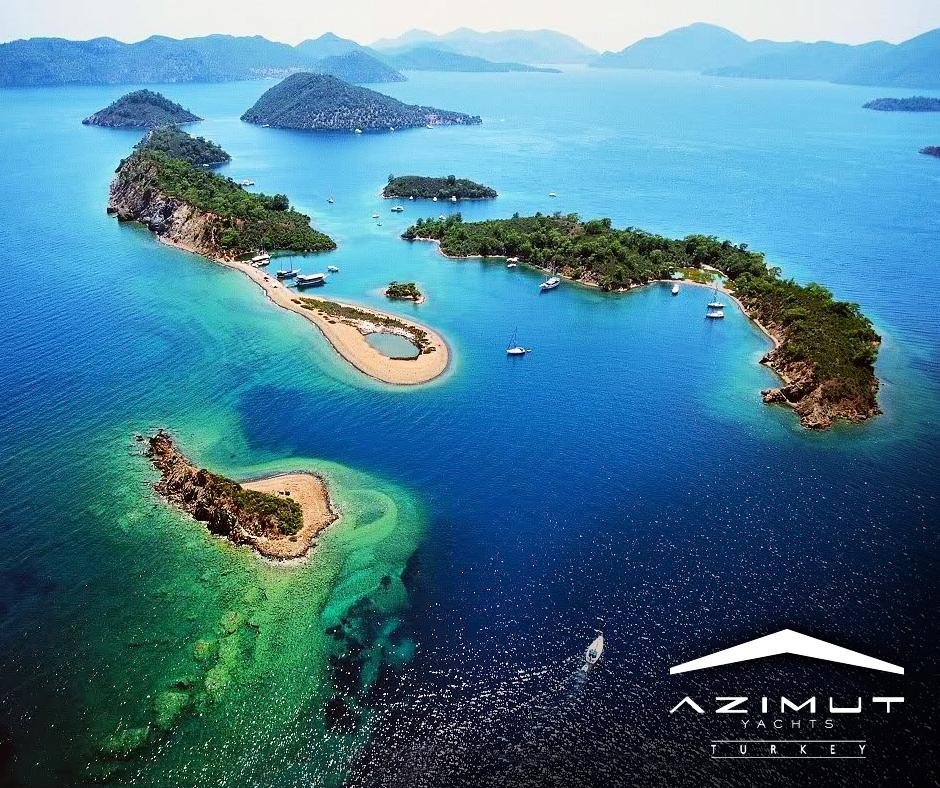Göcek, mavinin sakin güzelliğinde güneşin seyrine dalmak için güzel bir alternatif. #azimut #azimutturkey #yacht #sea