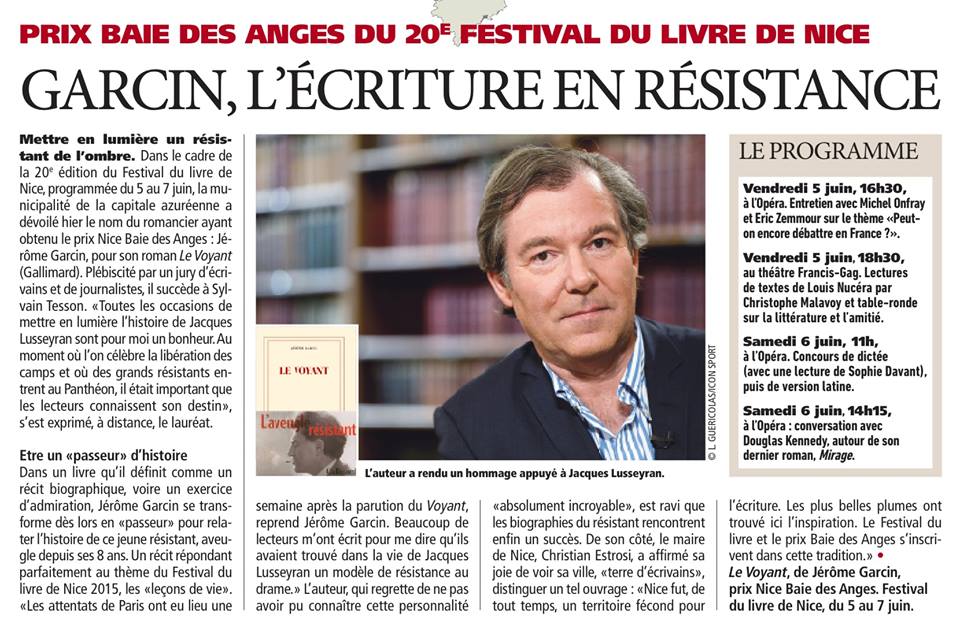 J. Garcin,auteur du livre primé, Le Voyant. "Ce n'est pas un roman.La fiction ne peut entrer dans les camps"