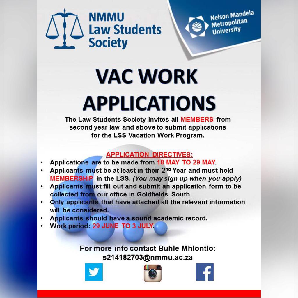 NMMU_LSS's tweet photo. Remember to apply for our Vac Work Program 😊 http://t.co/fwtGNeJRvW