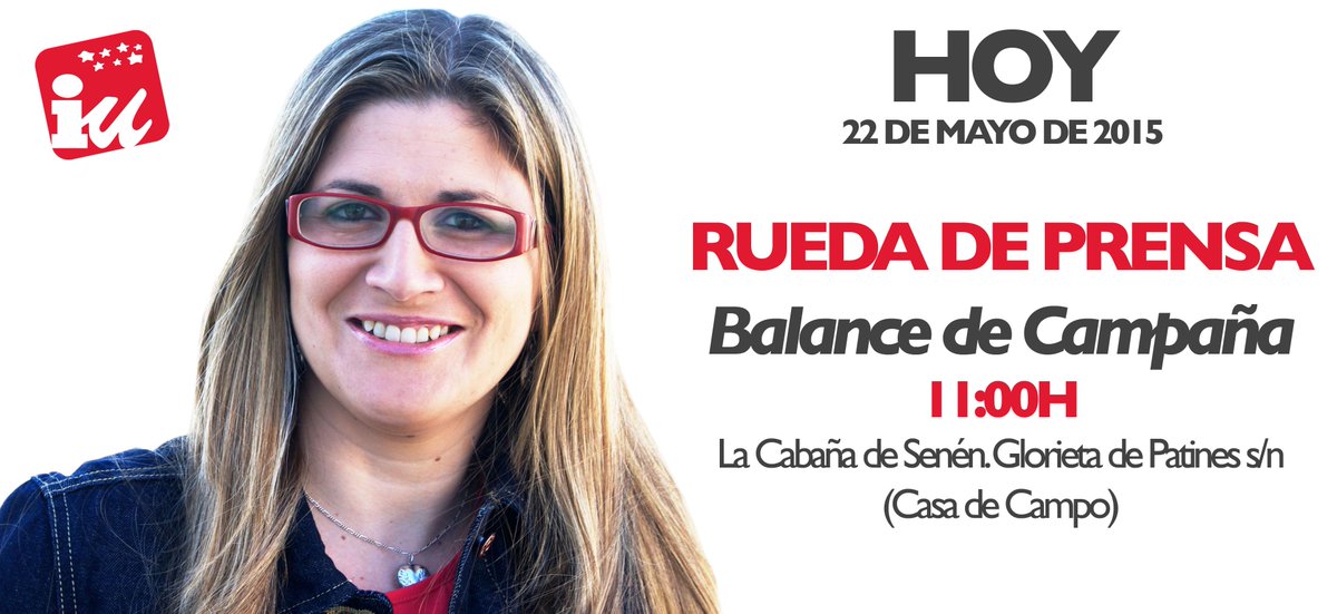 A las 11h <a href="/RaquelLopezIU/">Raquel</a> presenta en rueda de prensa su balance de campaña en la Casa de Campo