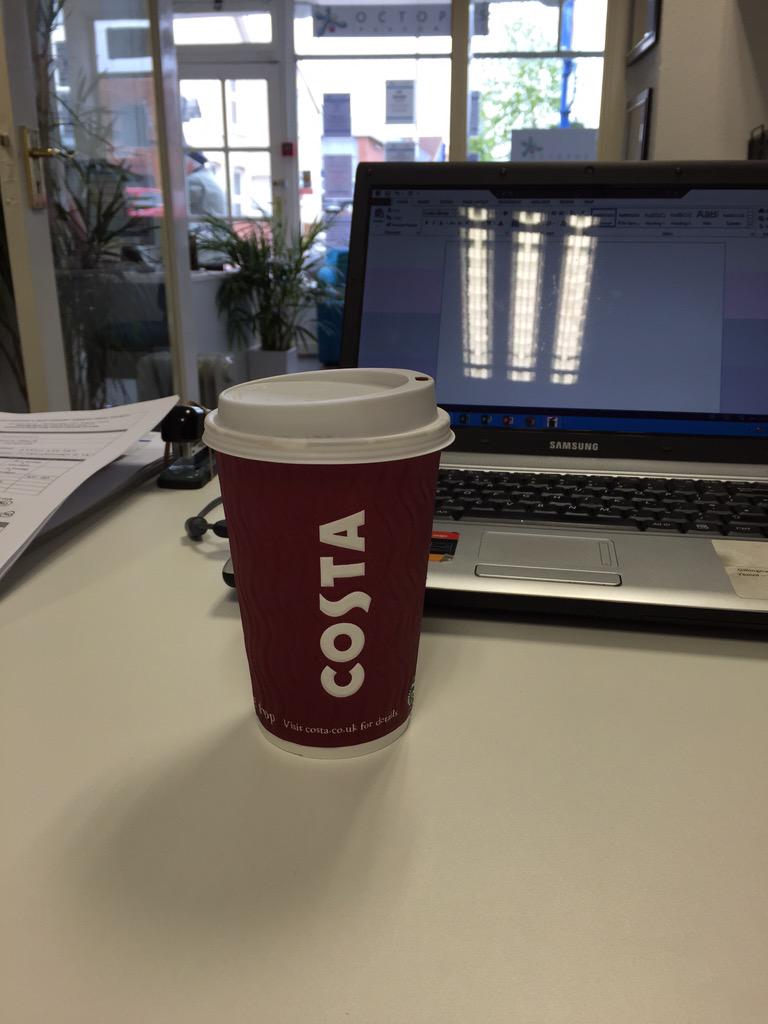 <a href="/CostaCoffee/">Costa Coffee</a> to get keep us going on this rainy Friday! #Costa #office #FridayFeeling