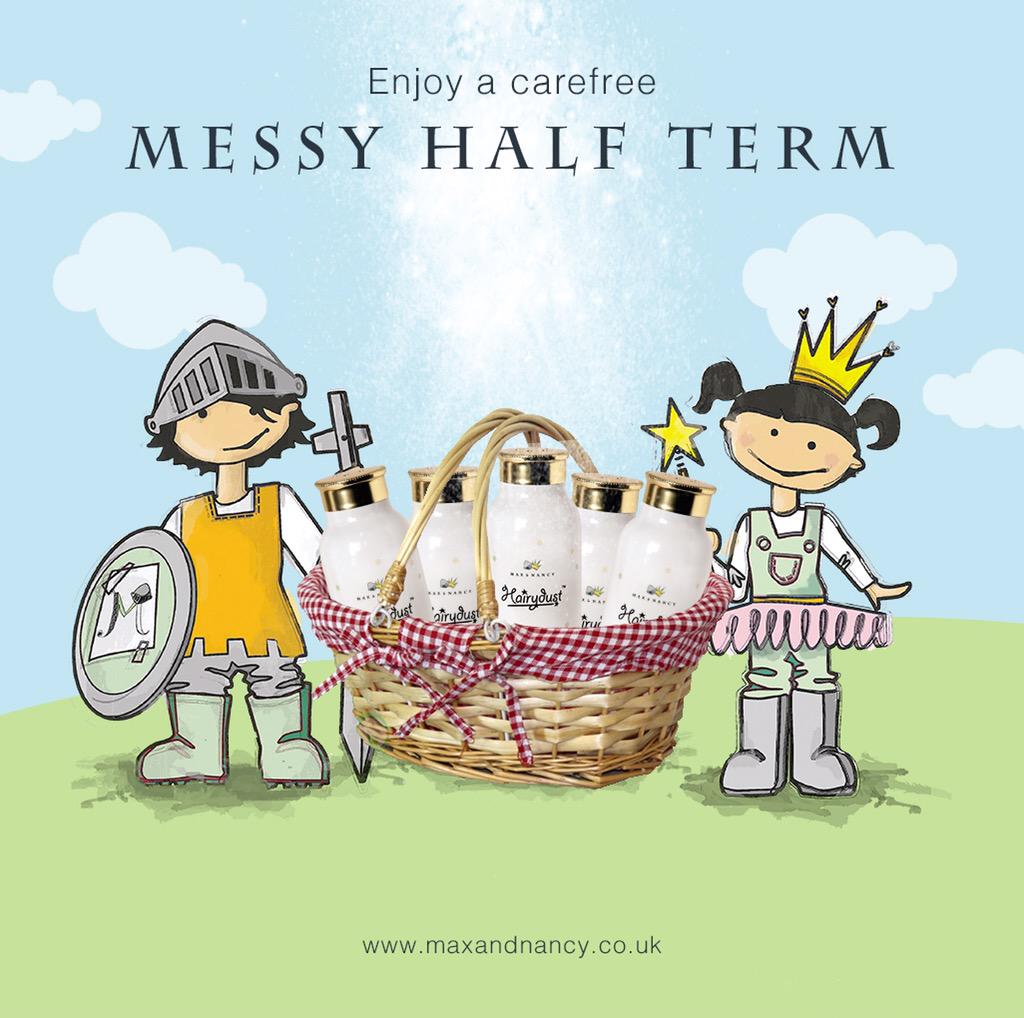 maxandnancyltd's tweet photo. Whatever you do this half term make sure you have a messy one! Don't forget to pack #HairyDust #dryshampoo #kids ❤️ http://t.co/f4aY9YQ9Qz