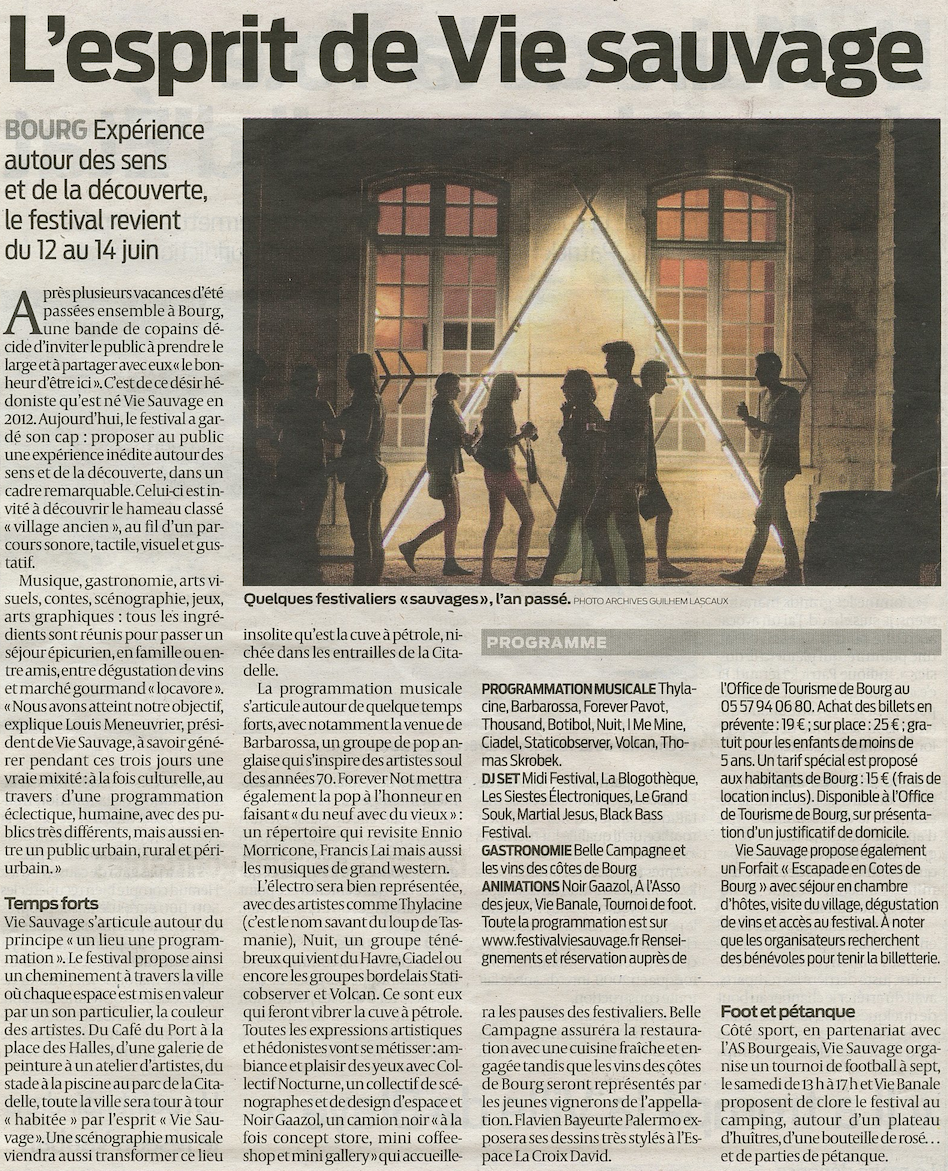 VieSauvage_'s tweet photo. J-21 . Esprit es tu là ? Pleine page dans @sudouest aujourd'hui http://t.co/wKXp22rd8s