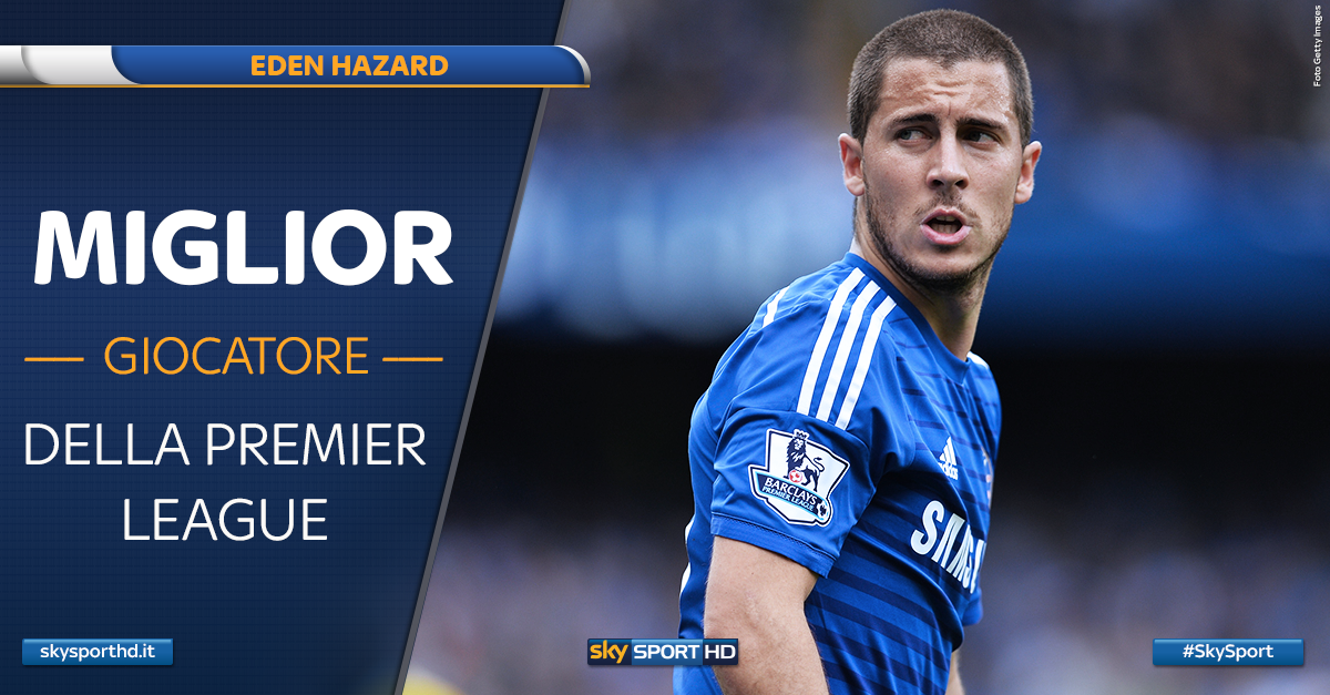 SkySport's tweet photo. .@hazardeden10 è stato eletto miglior giocatore della Premier League 2014/2015. #SkySport http://t.co/8VAz0oBT7s