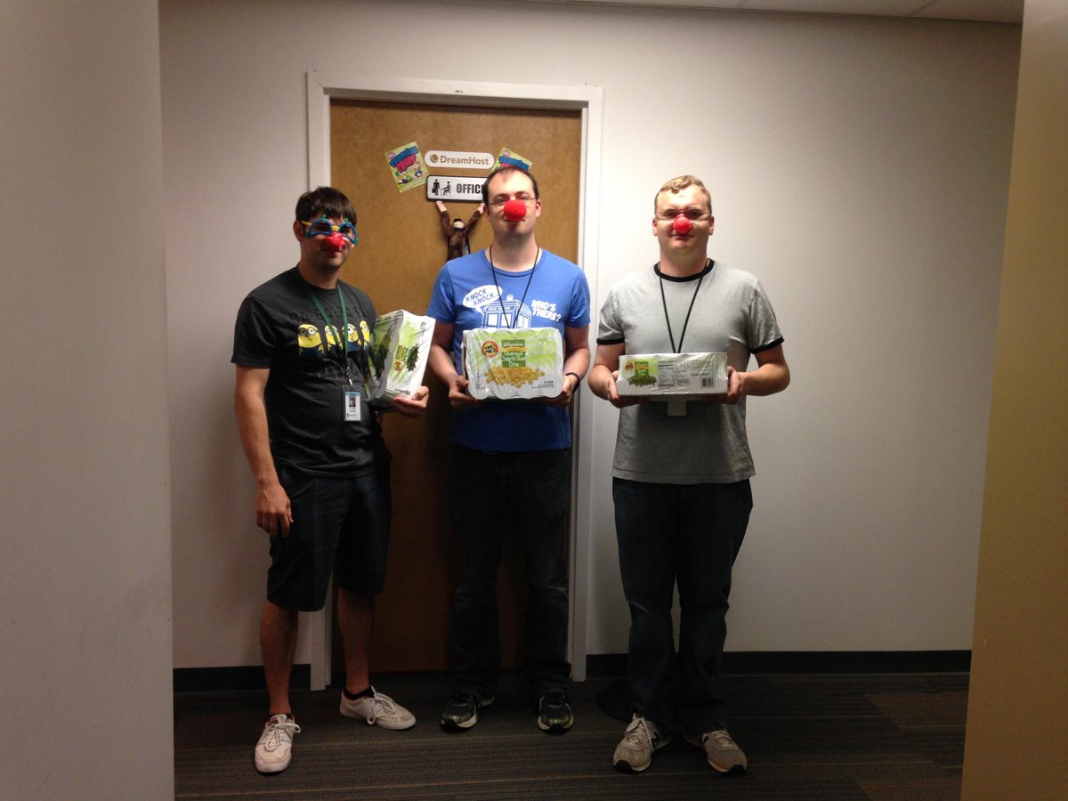 lukeodom's tweet photo. @DreamHost iad1 office participating in #RedNoseDay http://t.co/Oclsb3CzBu