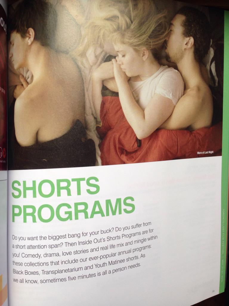 MoreOfLastNight's tweet photo. Just arrived in Toronto for #InsideOut2015. We made the cover of the shorts section in the program! @InsideOutTO http://t.co/DXWDxggjly