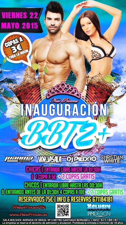 MMadrid1990's tweet photo. Esta Noche Comienza la Fiesta del Verano @BBT2masOficial en @NewPrincessOfic hasta 1.30 6 copas 10 Euros http://t.co/2zNW0tuj1J