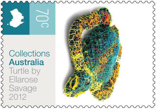 austmus's tweet photo. Australia Post stamp featuring Ellarose Savage's 'Turtle' https://t.co/NmlWr5Os5E #GhostNetArt http://t.co/AD86O2looC