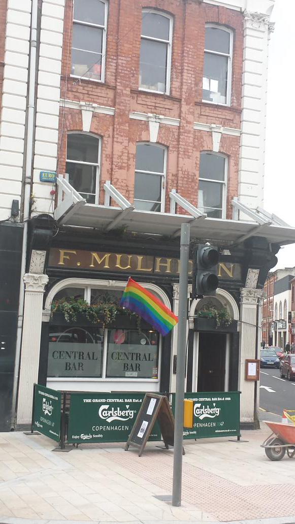 Derry's Grand Central Bar shows its support for the Republic's referendum on equal marriage <a href="/CentralBarDerry/">Grand Central Bar</a> #VoteYes