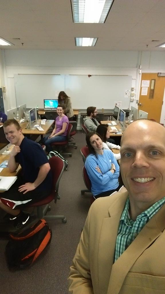phdslyk's tweet photo. Historic day. Teaching my first class on a Friday at JMU. Therefore it is selfie worthy. #educ540 http://t.co/Mwa05NKzRW