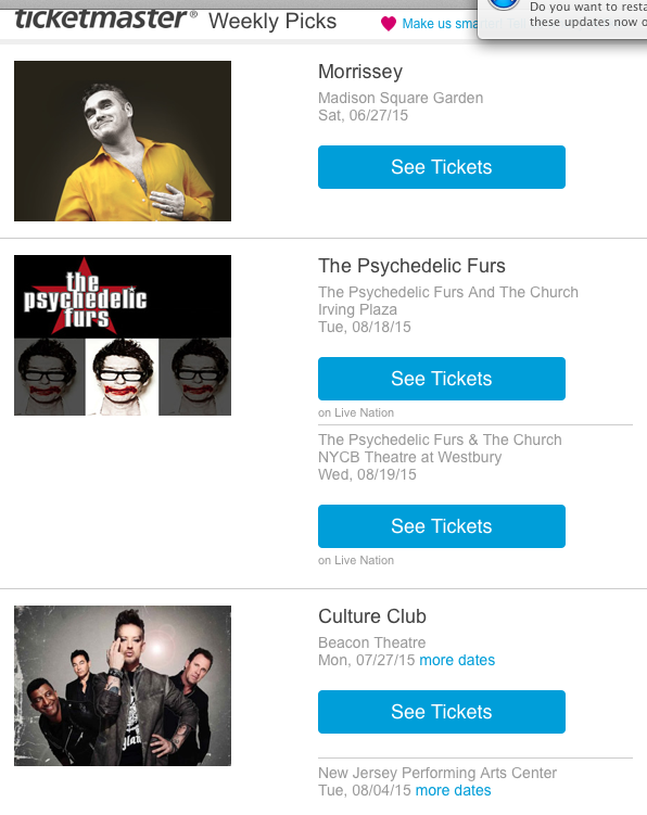Not sure whether to feel happy or #old that Ticketmaster targets me for #80s acts.