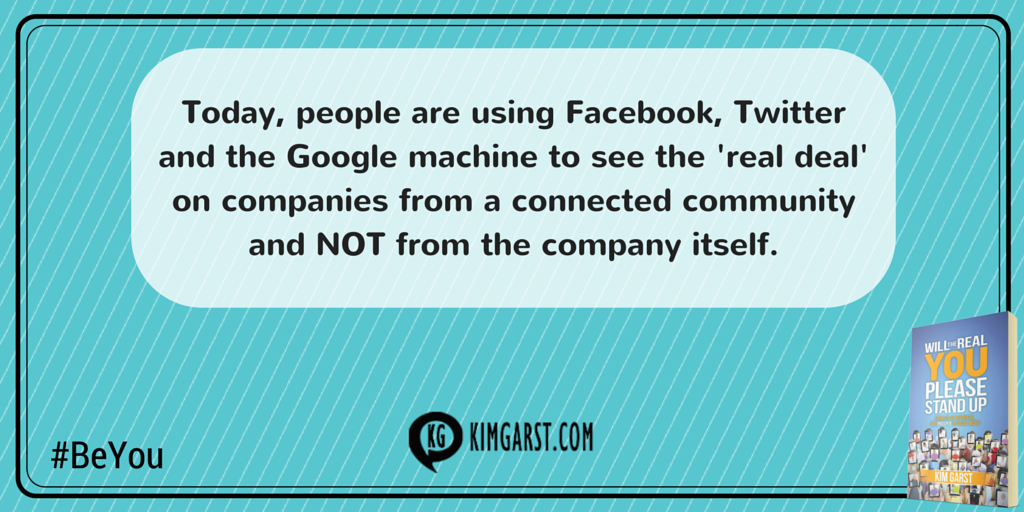 kimgarst's tweet photo. Today, people use #socialmedia to find out the 'real deal' on a company. #BeYou http://t.co/YhsKAmD3As http://t.co/BGSflpiFW9