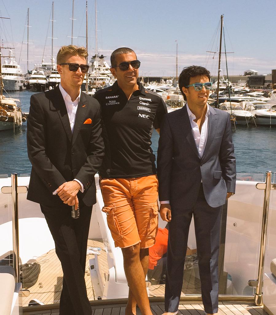 AstonMartinF1's tweet photo. Our boys were on @BassimHaidar's gorgeous yacht Bash - here they are with the host! #MonacoGP #SFIFamily http://t.co/zJFT9CkZFB