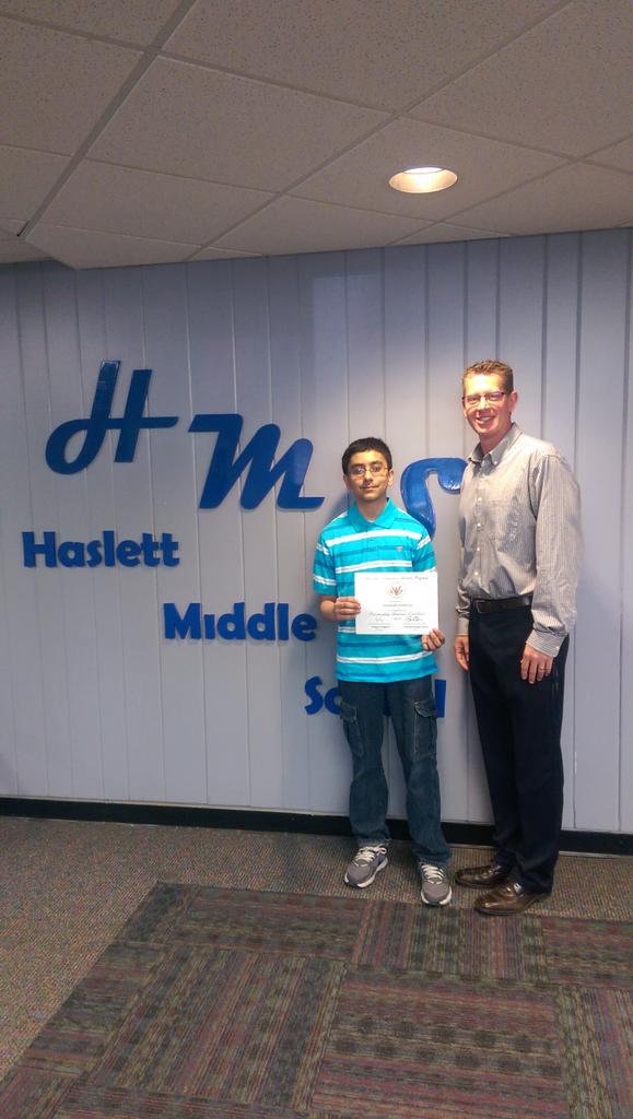 HaslettMiddle's tweet photo. Congratulations to Devansh Acharya as he received the Presidential Academic Excellence Award this morning! http://t.co/BOV0dD7APQ