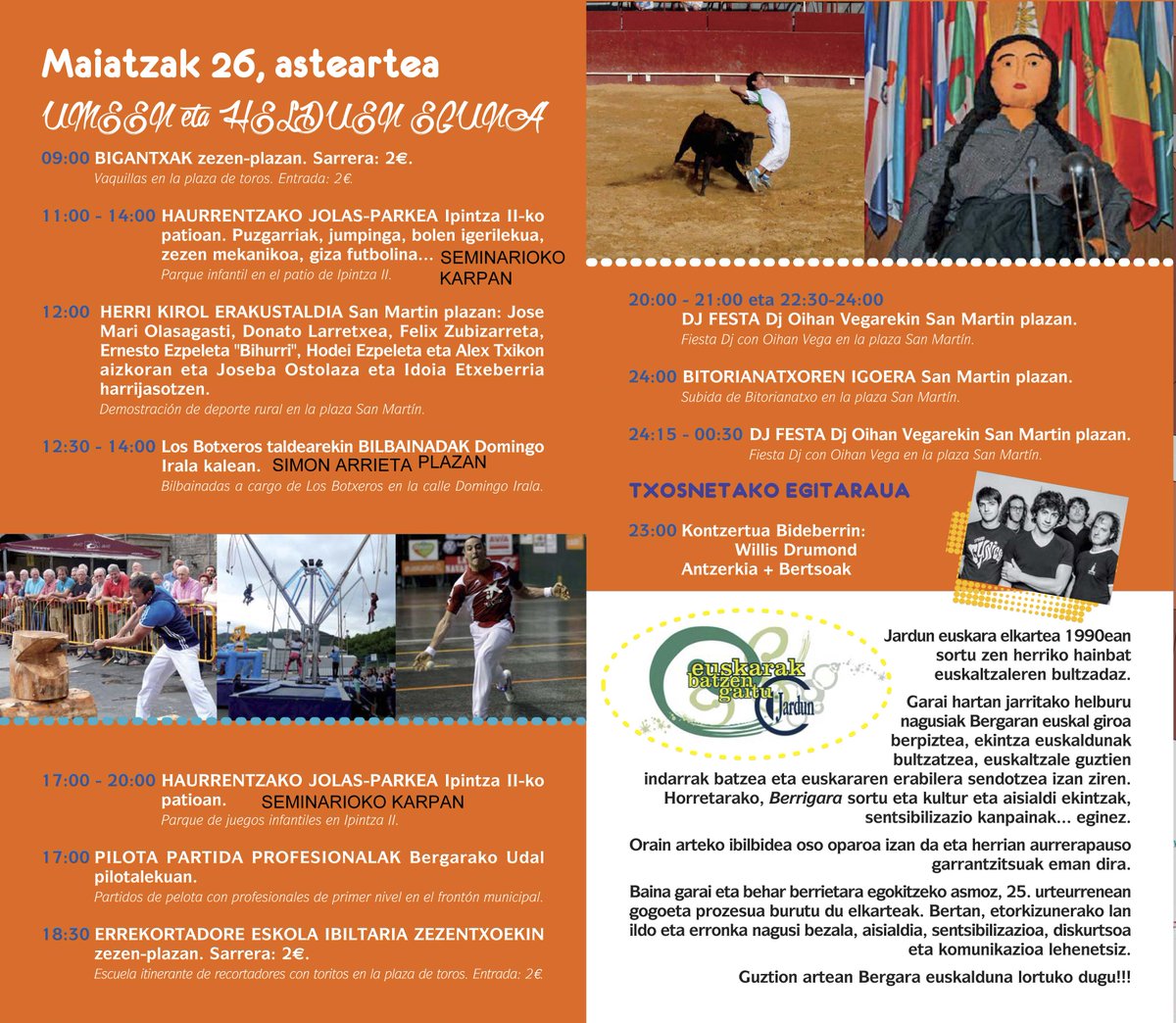 BergarakoUdala's tweet photo. Euriagatik aldaketak egitarauean zehaztuta...erreparatu letra larriz idatzitakoari #pentekostejaixak @xaxauBergara http://t.co/MeTqCmDgiV