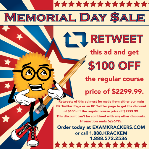 TopMCATScore's tweet image. SPECIAL MEMORIAL DAY SALE! Save $100 just by re-tweeting this ad from here or one of our Regional RC Twitter pages.
