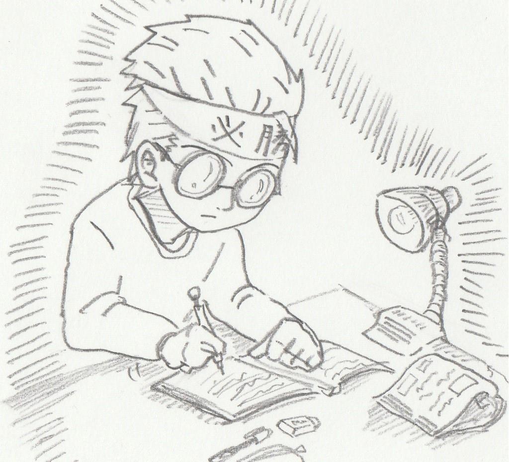 彼は頑張っています。 