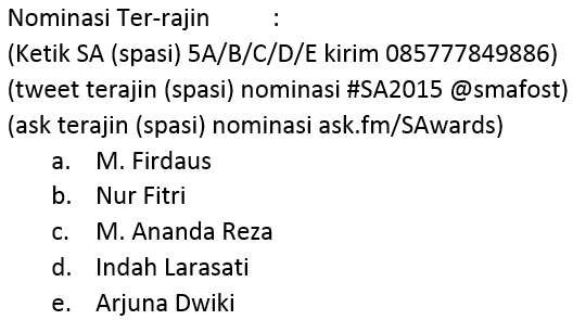 smafost's tweet photo. Dukung siapa sih yang pantas menyandang gelar TerRajin Smafost Awards 2015 ???? http://t.co/jNgIqn1L2g