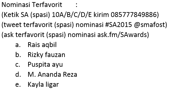 smafost's tweet photo. Dukung siapa sih yang pantas menyandang gelar TerFavorit Smafost Awards 2015 ???? http://t.co/ikKAJp1VXR