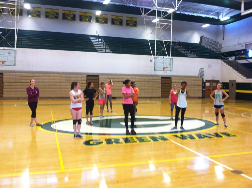wavettes's tweet photo. Welcome to summer break! Early AM practices. Getting ready for camp. #greenwavepride #letsdance #wavettes #commitment http://t.co/faN0ODcE2z