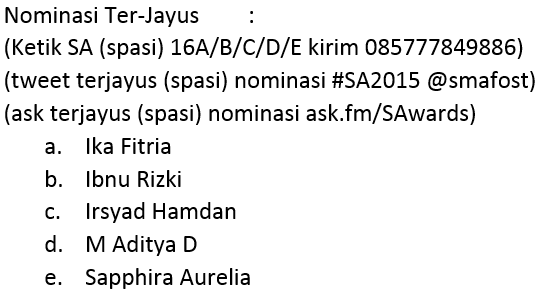 smafost's tweet photo. Dukung siapa sih yang pantas menyandang gelar TerPelit, TerJayus, The Best Couple, The Best Chairmate Smafost Awards http://t.co/MRmXEmwwnW