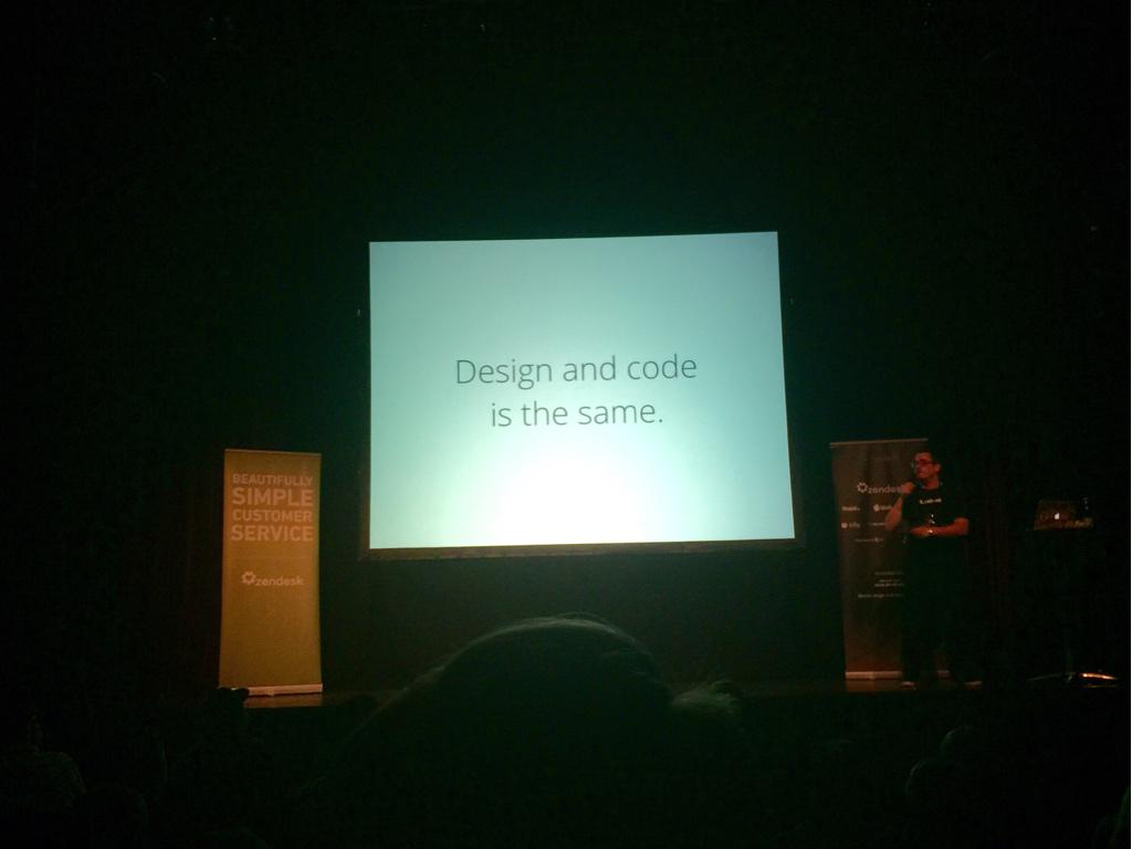 simonbs's tweet photo. "We're all designers. Design is all about having an opinion." @KasperTidemann at #condevdk http://t.co/WtHEoJteCC