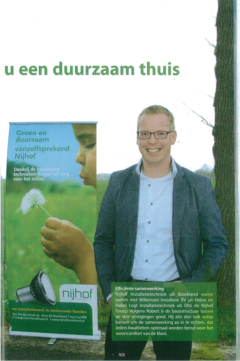 Mooi artikel over ons bedrijf in het thema nummer #Duurzaamheid van <a href="/Sonodruk/">Sonodruk</a> #Nijhof #Broekland #installatietechniek