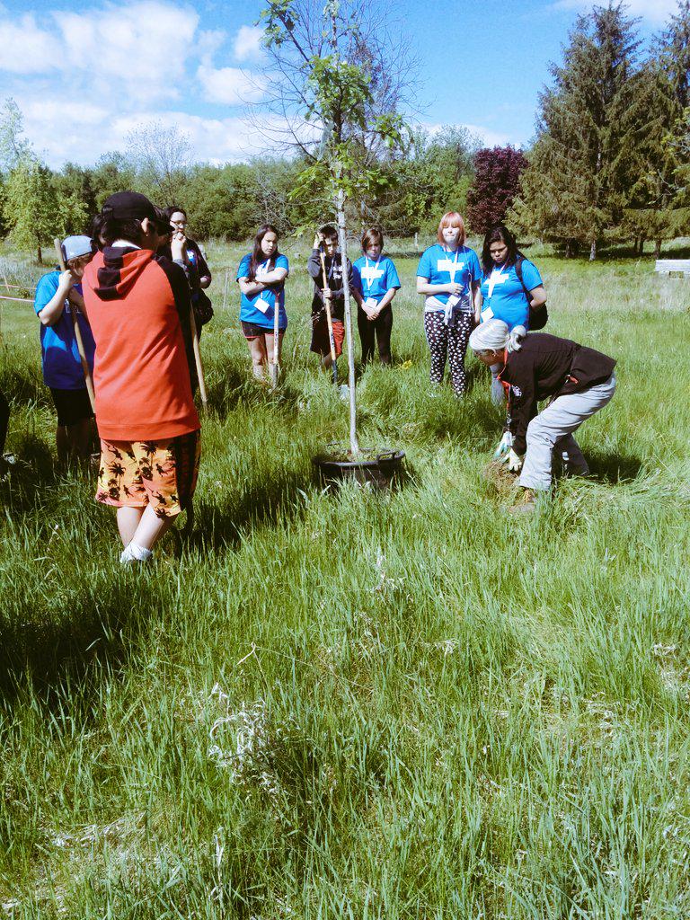 YEAHumber's tweet photo. Planting trees and memories @HumberArb in 4 directions garden with #campchoice @Humber_ARC @YEAHumber http://t.co/mK7qQfLuvg