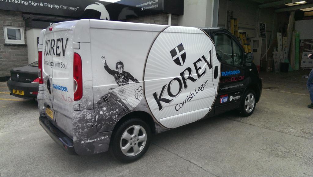 CornwallSigns's tweet photo. This is a #vehiclewrap with impact for @KorevLager supporting surfer Like Dillon @StAustellBrew http://t.co/OOGlCnFf1M