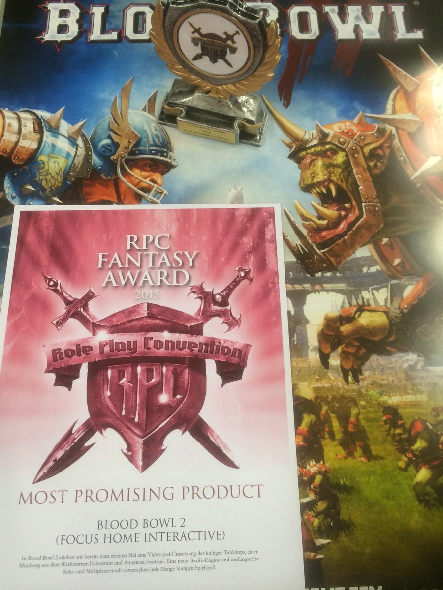 BloodBowl_Game's tweet photo. Blood Bowl 2 has been showcased during the Role Play Convention 2015 and won the Fantasy Award! #warhammer #RPC15 http://t.co/PiEx2dCxWL