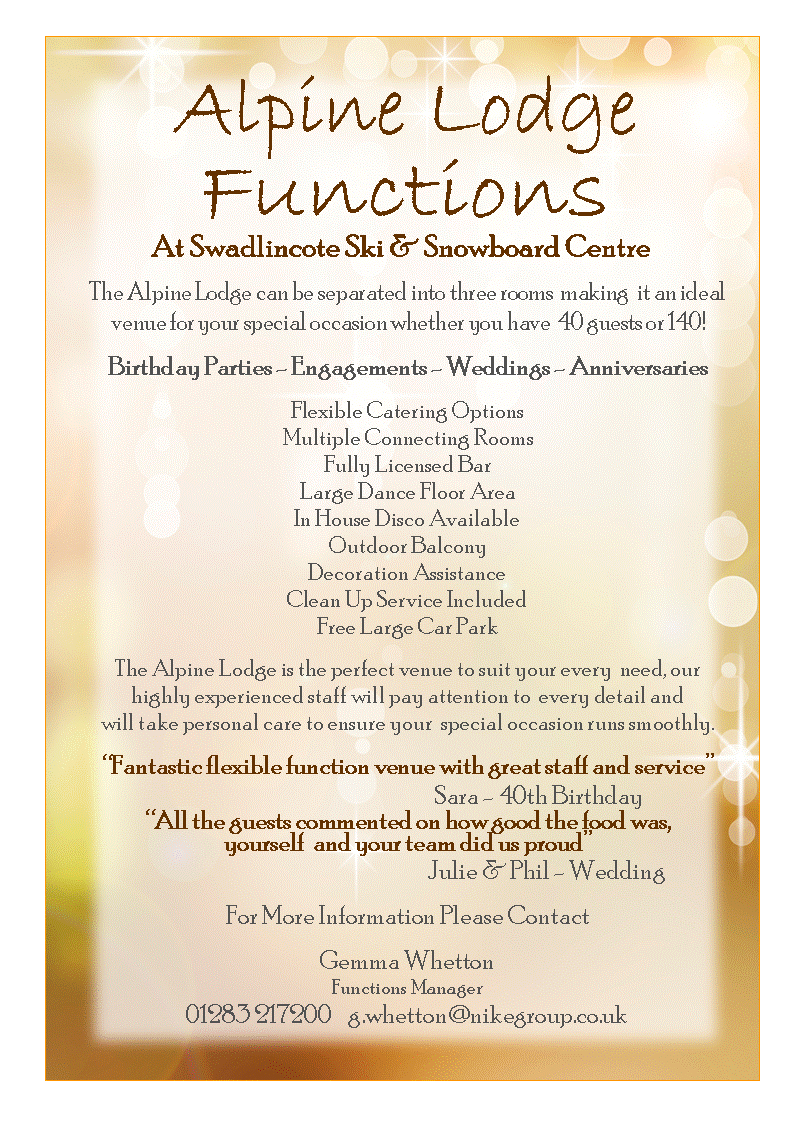 Function room hire! Call now to secure your date, we already have a number of bookings for next year. Don't miss out!