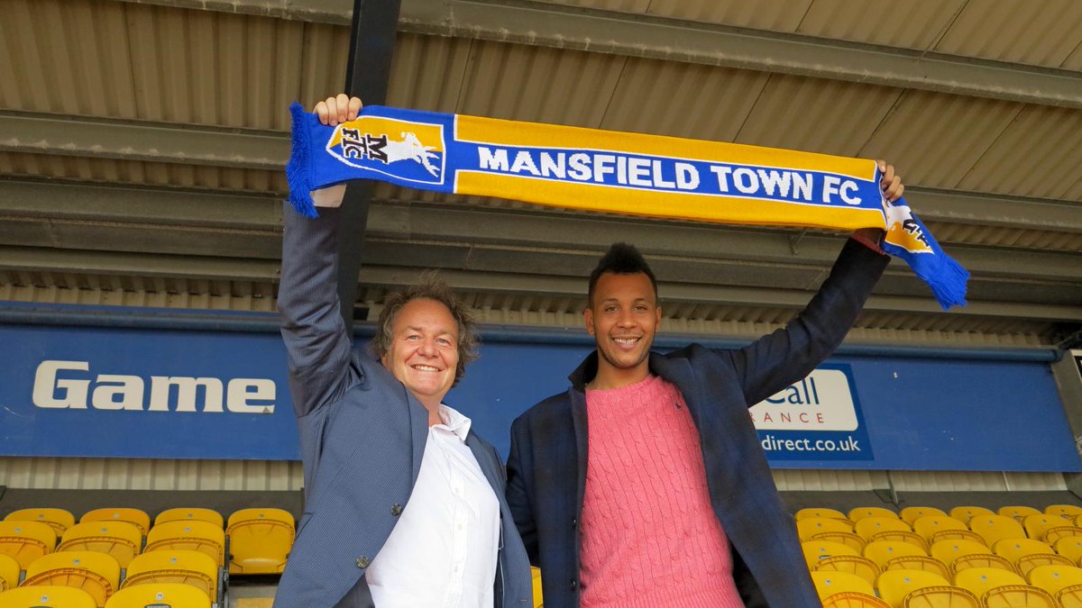 mansfieldtownfc's tweet photo. PHOTO: Chairman @JRadfordMTFC and new signing @Matt10Green are all smiles at One Call Stadium this afternoon... http://t.co/1ZX0Wqf00T