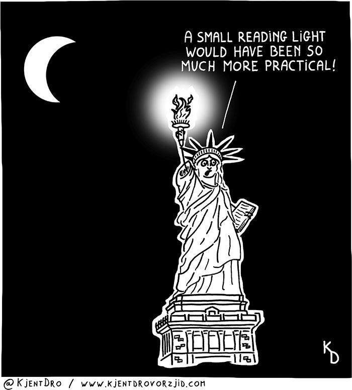 KjentDro's tweet photo. Lady Liberty in the dark… 
@BilldeBlasio @nycgov @I_LOVE_NY 
#StatueOfLiberty #NewYorkCity #cartoon #cartoons http://t.co/DTs43Ot9WZ