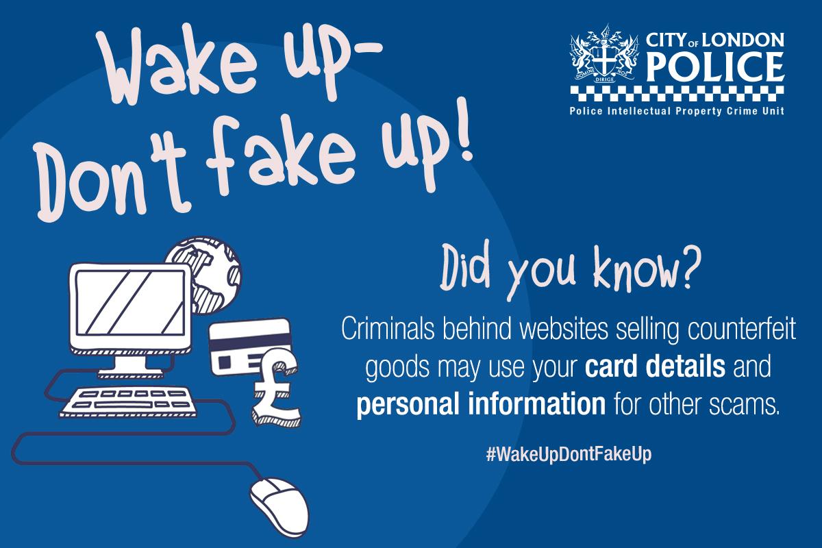 IPProtectExpo's tweet photo. Bought #fake goods online? #Counterfeiters re-use customer details to set up 1000's of fake sites #WakeUpDontFakeUp http://t.co/6YHK7pzNng