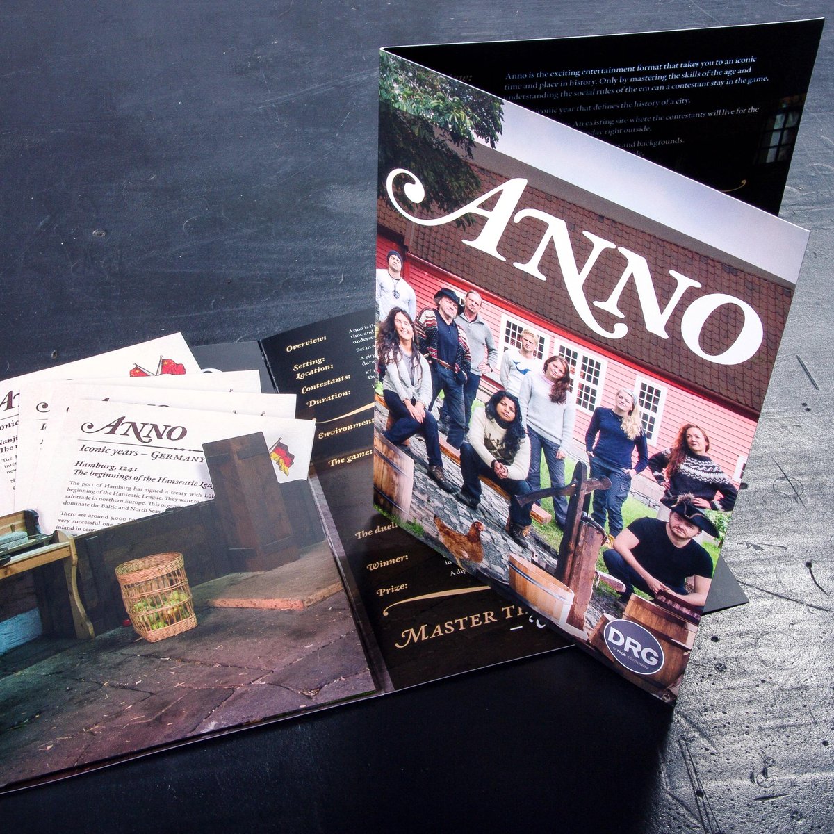 Paper_Dog's tweet photo. Four brochure cards designed by @Paper_Dog for @drglondon, for last month's #MIPTV2015 market in Cannes: http://t.co/AUH6wyt7eS