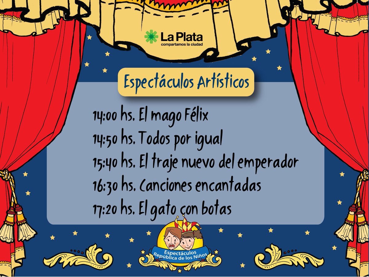 larepulaplata's tweet photo. Programación de espectáculos artísticos para este fin de semana largo! No se suspenden por lluvia. @ComunicacionMLP http://t.co/vZUmNtegFx