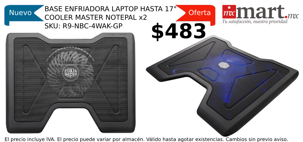 mxmartmx's tweet photo. #mejores #ofertas en #MxmartMx #base enfriadora @CoolerMaster #Notepal x2 SKU R9-NBC-4WAK-GP, http://t.co/G35WjeFpj1 http://t.co/gabsf8lJLh