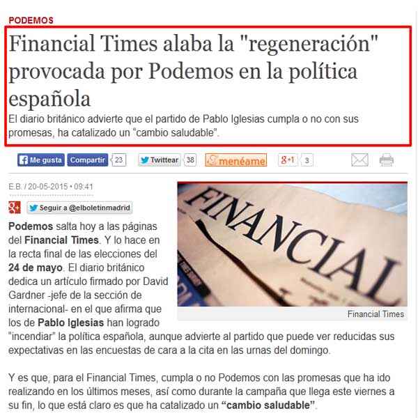 subversivos_'s tweet photo. Financial Times alaba a #Podemos, mientras las gacetillas de España los comparan con ETA
#VotaPodemos24M http://t.co/bzfWig5qOR