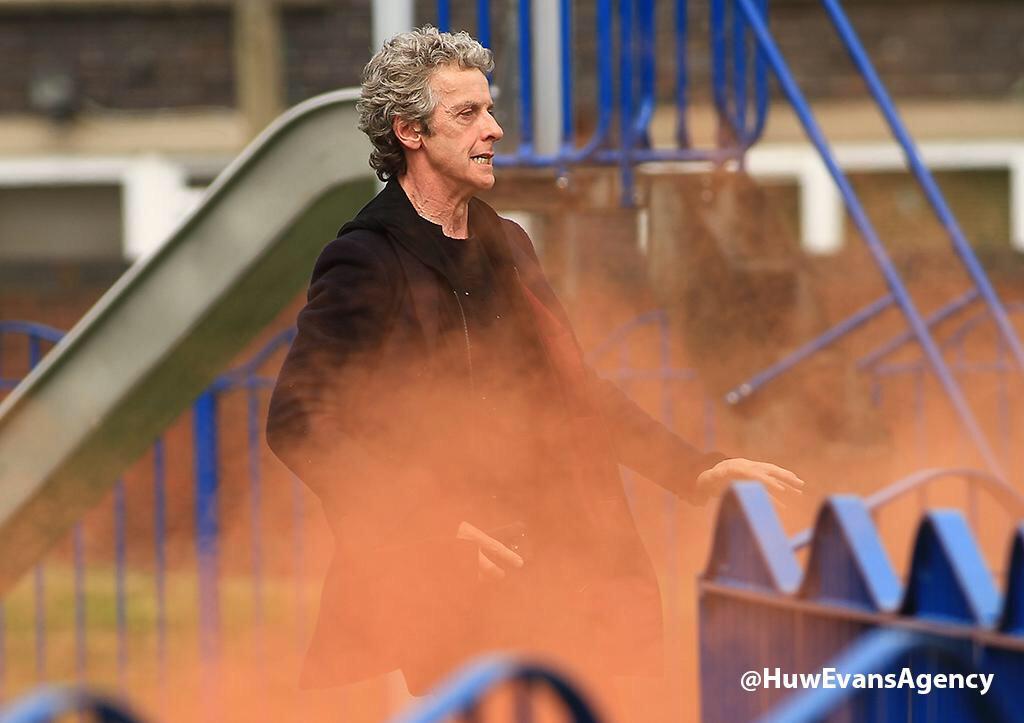 DWFilming's tweet image. Zygon children? The Doctor on a playground? What's going on?! Thanks for the great pictures, @HuwEvansAgency!