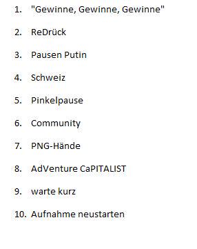 Meine Liste für 21 Uhr!
#Bingonkh
