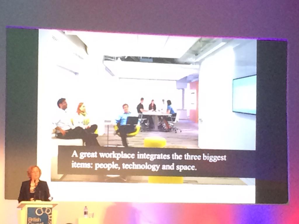 FionnualaOB's tweet photo. @JLLIreland Our colleague Bernice Boucher talking us through workplace strategy @BCO_UK #BCOConference @JLLUK http://t.co/DqCA2SjPGk
