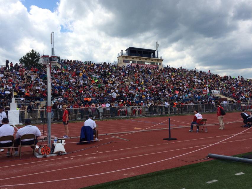 MikeGrossGRP's tweet photo. Not a bad crowd at Shipp, for Friday session of state track meet http://t.co/5PCoYFqe2M