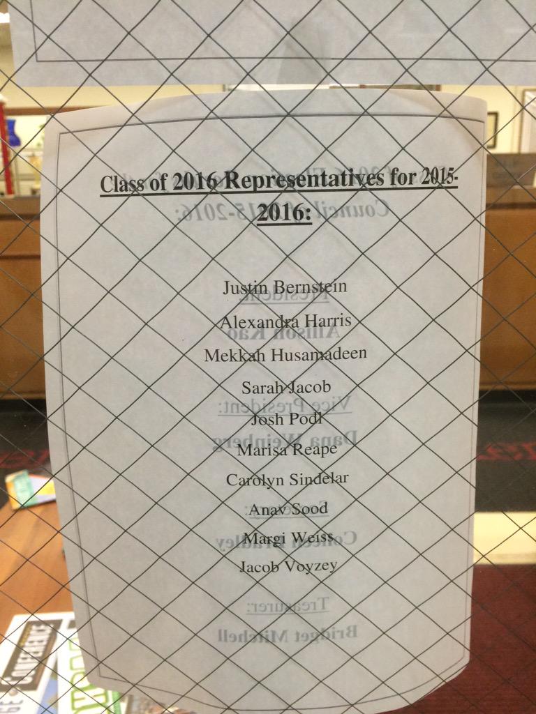 SHHS2015's tweet photo. List of representatives for next year. Congrats to all those elected! http://t.co/CgmAeoh8eY