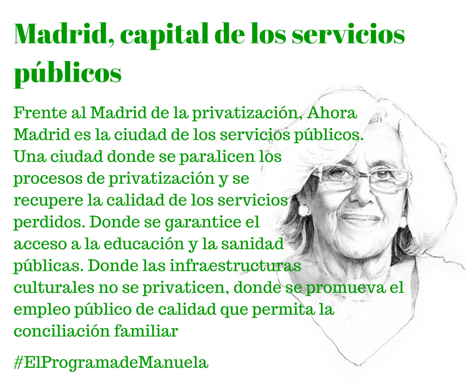 madconmanuela's tweet photo. Madrid, capital de la salud y la educación públicas #elprogramademanuela #AhoraMadrid #ManuelaAlcaldesa #24M http://t.co/jndQhEqldF